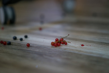Red currant on the woody floor