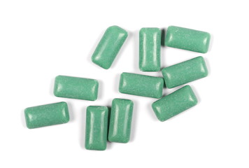 green chewing gum isolated on white