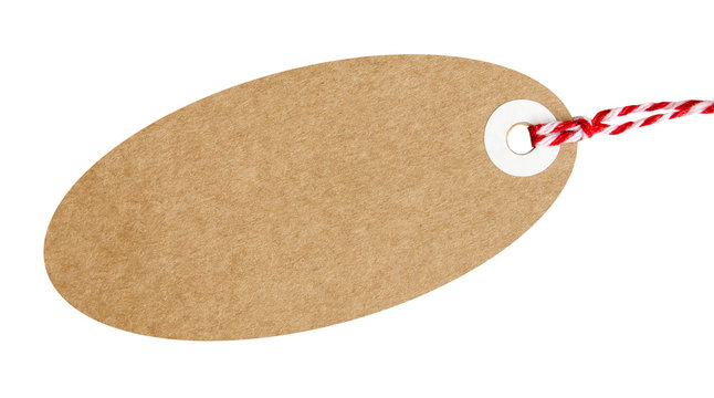 Oval Gift Tag Brown Card With String