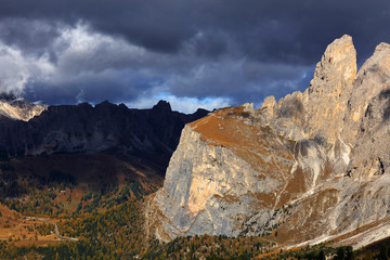 Autumn alpine landscape in the Dolomites, Italy, Europe