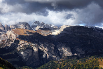 Autumn alpine landscape in the Dolomites, Italy, Europe