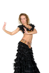 Young beautiful blonde in a dance costume