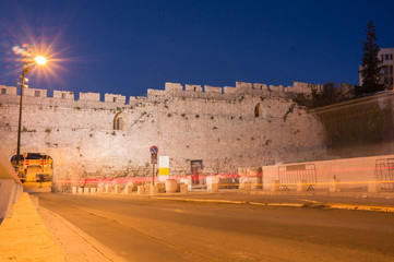 Fototapeta premium Dung Gate leading from the Western wall out of the old city of Jerusalem walls