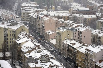 Fototapeta na wymiar Kiev winter, aerial view