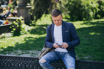 businessman working outdoors