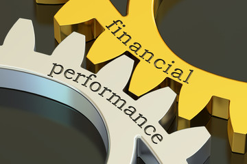 Financial Performance concept on the gearwheels, 3D rendering