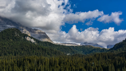 Beautiful landscape in the italian Alps..Little village in Dolomites, Italy