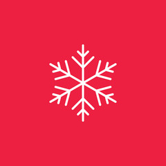 cloud snow snowflackes winter thin line outline white icon on red