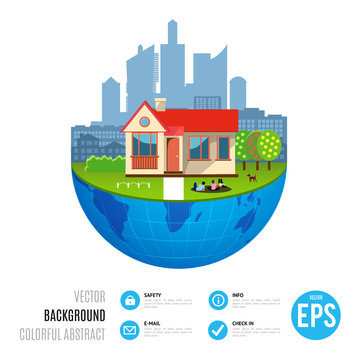 Urban home earth concept. Vector illustration