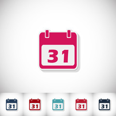 Calendar. Flat sticker with shadow on white background