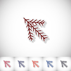 Christmas-tree branch. Flat sticker with shadow on white background