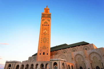 Obraz premium Architectural detail of the The Hassan II Mosque, Casablanca. It is the largest mosque in Morocco and the third largest mosque in the world