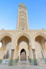 Fototapeta na wymiar The Hassan II Mosque, Casablanca. It is the largest mosque in Morocco and the third largest mosque in the world