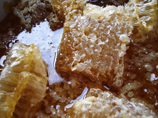 A big bowl of golden honeycomb