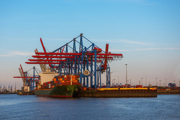 A cargo ship with a containers