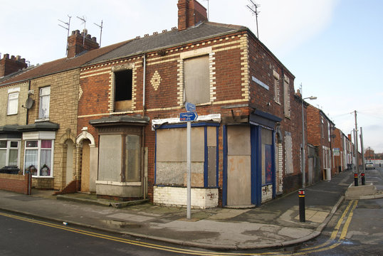slum housing, derelict and rundown social housing. kingston upon Hull 