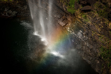 Waterfalls and rainbow in the Panoramic Route, South Africa.
