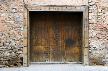 Moroccan traditional door in Fes El Bali, Africa