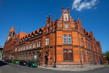 Zabytkowy budynek pocztowy z 1885roku w stylu neogotyckim, Bydgoszcz, Polska