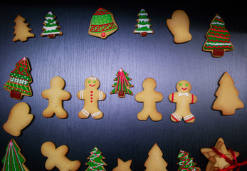 New Year, gingerbread men, christmas tree, stars