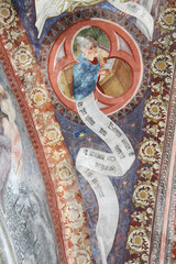 San Gregorio Magno, dottore della Chiesa; affresco gotico nella chiesa di S. Giacomo a Termeno