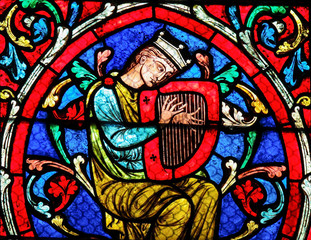 Obraz na płótnie Canvas Stained glass in Notre Dame Cathedral, Paris - King David
