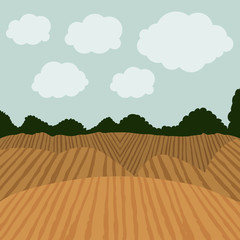 Fototapeta na wymiar Agriculture landscape icon. Nature rural farming and harvest theme. Colorful design. Vector illustration