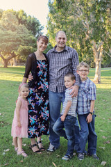 Fototapeta premium Happy family of five in the park
