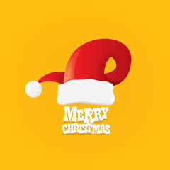 red Santa hat vector. merry christmas card
