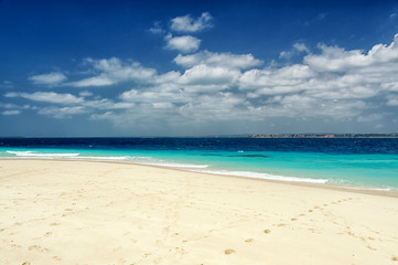 White sand beach and torquoise sea in Pange Island - Zanzibar