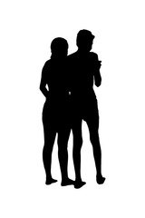 Back View Young Couple Silhouette