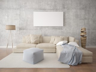 Mock up poster stylish living room with a floor lamp epotazhnym.