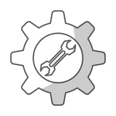 gear wheel with wrench icon inside over white background. repair tools design. vector illustration