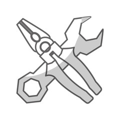 wrench and pliers crossed over white background. repair tools design. vector illustration