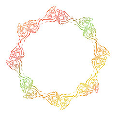 Beautiful round floral frame with gradient fill. 