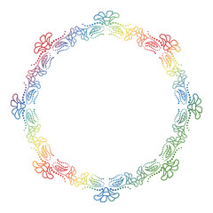 Beautiful round floral frame with gradient fill. 