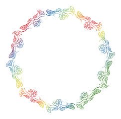 Beautiful round floral frame with gradient fill. 