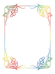 Beautiful vertical floral frame with gradient fill. 