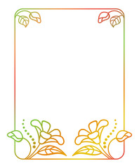 Beautiful vertical floral frame with gradient fill. 