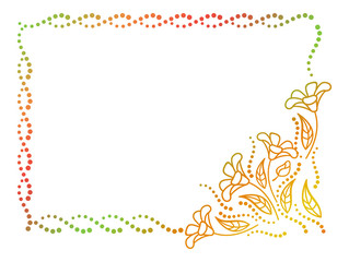 Beautiful horizontal floral frame with gradient fill. 