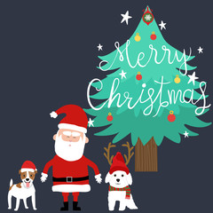 Merry christmas Santa claus and dogs vector. illustration EPS10.