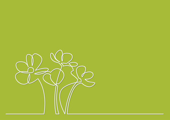 continuous line drawing of beautiful flowers
