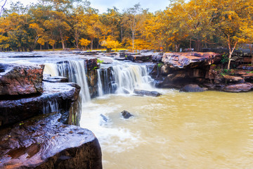 Fototapeta na wymiar Tat Ton waterfall in Tat-Ton national park in Chaiyaphum provinc