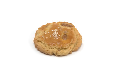 Yellow delicious cookies placed on a white background