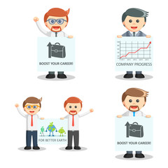businessman with poster set 