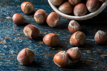 Hazelnuts Spilled from a Bowl