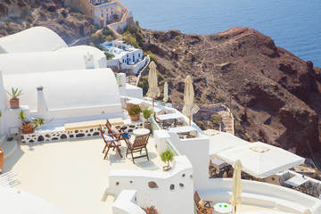 travelling on Santorini island