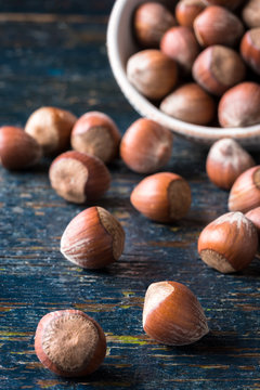 Hazelnuts Spilled from a Bowl