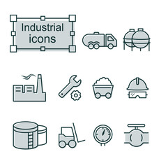 Thin line icons set, Linear symbols set, Industrial