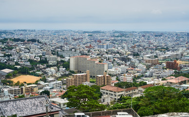 Fototapeta premium Panorama of Naha from Shuri Castle, Okinawa